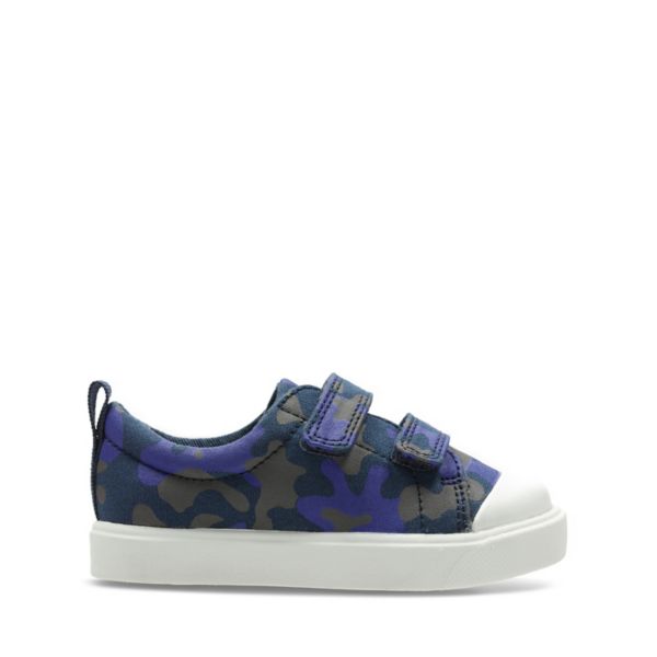Clarks Girls City Flare Lo Toddler Canvas Navy Camo | USA-4081376